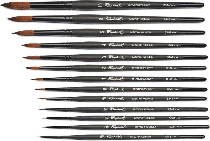 Raphael Synthetic Kolinsky Watercolor Brush, Round, 6/0 - Image 2